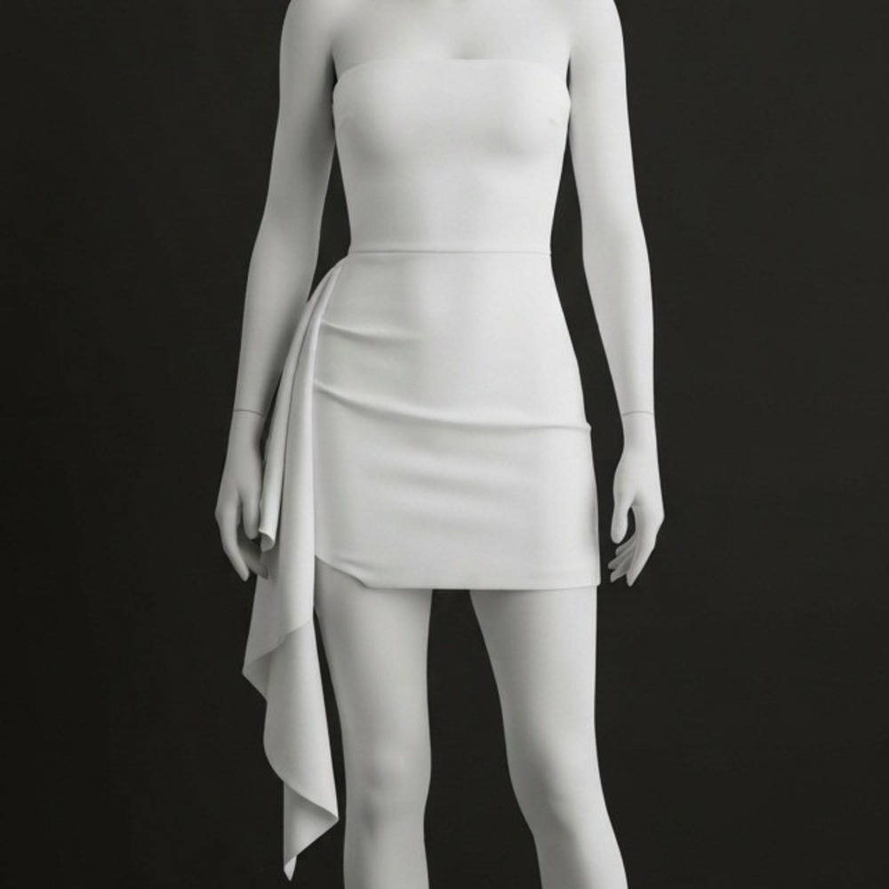 Lulus White Strapless Ruched Mini Dress with Side Drape Detail NWT Flawed